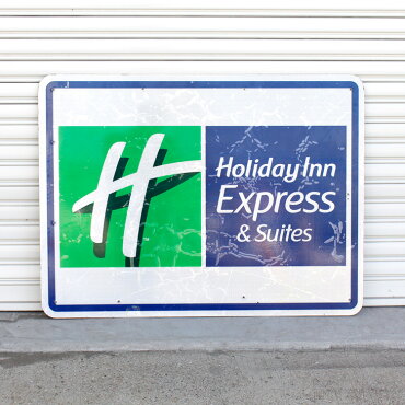 直輸入USEDロードサイドサインHolidayInnExpress&Suits(片面)H92×W122cmガレージディスプレー大型看板店舗看板アメリカ雑貨