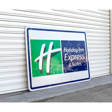 直輸入USEDロードサイドサインHolidayInnExpress&Suits(片面)H92×W122cmガレージディスプレー大型看板店舗看板アメリカ雑貨