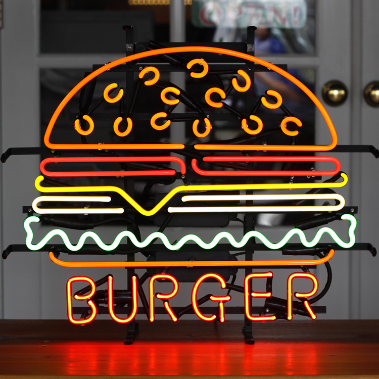 アメリカンネオンサイン BURGER ハンバーガー 縦51×横61cm アメリカ雑貨 プレゼントを選ぼう 新入荷 インテリア 店舗装飾 レストラン