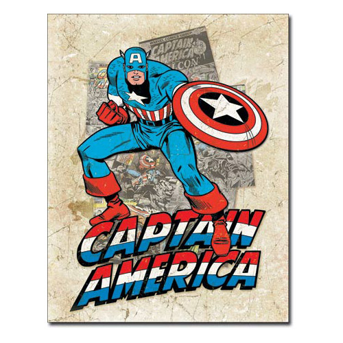 メタルサイン 「Captian America - Cover Splash」# 2206 キャプテン・アメリカ マーベルコミック  縦40.5×横31.7cm ブリキ看板 アメリカ製 店舗装飾 壁面ディスプレー アメリカ雑貨 | アメリカン雑貨ＣＯＬＯＵＲ