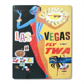 看板 メタルサイン 「LASVEGAS FLY TWA」 #98509 縦38cm×横30.5cm ラスベガス ブリキ看板 店舗装飾 壁面ディスプレー アメリカ雑貨