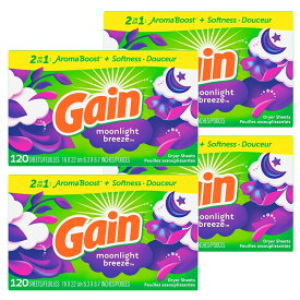 Gain ゲイン シート柔軟剤 ムーンライトブリーズ 120枚 【4個セット】 P&G 乾燥機用 柔軟シート アメリカ製