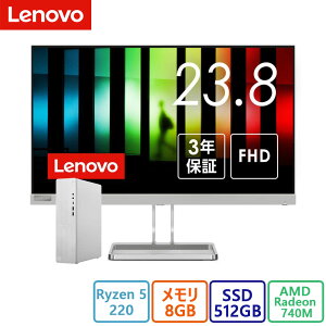 Lenovo(���m�{) �f�X�N�g�b�v�p�\�R�� Lenovo IdeaCentre Tower 08AKP10 Ryzen 5 220�E8GB�������[�E512GB SSD���ځE23.8�^�E�V�i