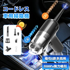 【あす楽】★最安挑戦!限定3852円★【吸引&吹き出し両用】車 掃除機 LEDライト付 強力 ハンディクリーナー コードレス 車内 ワイヤレス掃除機 軽量 静音 車用掃除機 USB充電 4000mAh サイクロン 5500Pa 強力 簡単収納 小型 ポータブル 低ノズル 収納袋付属