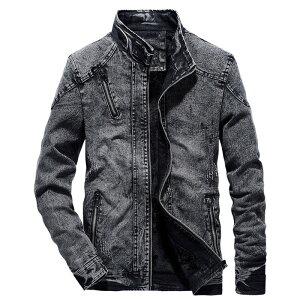 送料無料 バイクジャケット デニム デニムジャン レトロ風 スリム ジャケット アウター ライダース ライダースジャケット バイク 防風 防寒 お洒落 メンズ 大きいサイズ カジュアル ツーリ