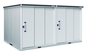 ●u.ヨド物置/ヨドコウ【LMDS-4429HW CB】カシミヤベージュ エルモ 中・大型物置 積雪型 2連片引き戸 背高Hタイプ 受注生産