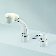 KVK 水栓金具【KM8029TNCN】洗面用水栓 傾斜水栓 シングル洗髪シャワー 一般地用 ヒートン付〔HB〕
