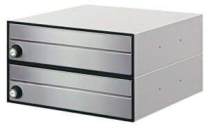 ●u.田島メタルワーク【MX-91-36FF-2-HL(ラッチロック錠)】ヘアライン 集合タイプ郵便受 省スペースタイプ 防雨仕様・前入前出 2段 受注生産