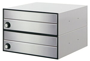 ●u.田島メタルワーク【MX-92-36FF-2-HL(ラッチロック錠)】ヘアライン 集合タイプ郵便受 大型郵便対応タイプ 防雨仕様・前入前出 2段 受注生産