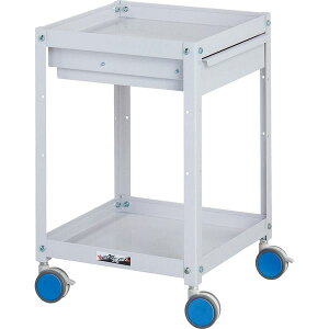 ●u.ヤマキン/山金工業【CWCLC-2-BL】色彩ワゴン キャビネット付き2段 W400mm×D400mmサイズ スカイブルー 組立式