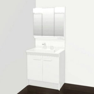 ∠INAX/LIXIL PVシリーズ セット品番【PV2N-755SY+MPV1-753TYJ】洗面化粧台本体+ミラーキャビネット 3面鏡全収納 間口750mm