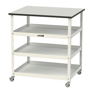 ●u.ヤマキン/山金工業 【HTRCM-7560T3GYW】天板付き150ワゴン RoHS2指令対応塩ビシート天板 棚板3段タイプ W750×D600×H825 組立式