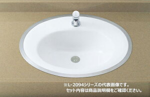 ●INAX/LIXIL セット品番【L-2594FC/BW1+AM-300TC】ピュアホワイト はめ込みだ円形洗面器 フレーム式 自動水栓 壁給水・壁排水(Pトラップ)