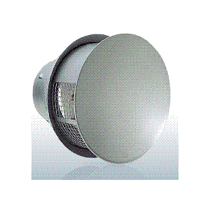 西邦工業【RTD75SC】金網型3メッシュ・耐外風・防火ダンパー付外壁用ステンレス製換気口・パラボラ型〔HF〕
