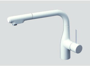 KVK 水栓金具【KM6101ECC4】グロスホワイト シングルシャワー付混合栓 KM6101シリーズ シャワーヘッド引き出し〔HB〕