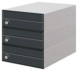 ●u.田島メタルワーク【MX-91-28FF-3-B(シリンダー錠)】ブラック 集合タイプ郵便受 省スペースタイプ 防雨仕様・前入前出 3段 受注生産