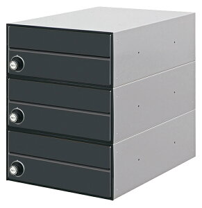 ●u.田島メタルワーク【MX-92-28FF-3-B(ラッチロック錠)】ブラック 集合タイプ郵便受 大型郵便対応タイプ 防雨仕様・前入前出 3段 受注生産