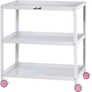 ●u.ヤマキン/山金工業【CWCW-3-RE】色彩ワゴン オープンタイプ3段 W750mm×D500mmサイズ チェリーピンク 組立式