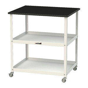 ●u.ヤマキン/山金工業 【LKTCM-7560BKW】LABシリーズ 天板付きラボワゴン 棚板2段タイプ W750×D600×H825 組立式