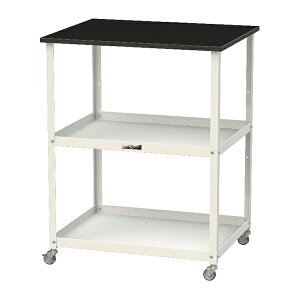 ●u.ヤマキン/山金工業 【LKTCH-7560BKW】LABシリーズ 天板付きラボワゴン 棚板2段タイプ W750×D600×H950 組立式