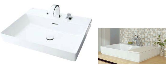 ###INAX/LIXIL 角形洗面器 ベッセル式【YL-A401JYCP(C)V】(ワイドスクエアタイプ) シングルレバー混合水栓セパレートタイプ 床排水(ボトルトラップ) 壁給水〔HB〕