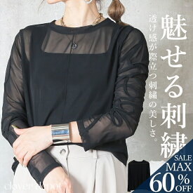 ＜23:59迄60％OFFで2792円!2点~＞シースルー トップス シアー カットソー 長袖 重ね着 透け感 インナー メロウハイネック tシャツ レディース 春夏 黒 白 カットソー チュニック 無地 きれいめ ハイネック 透け チュール ブラック ホワイト ゆったり ロンt オフィス