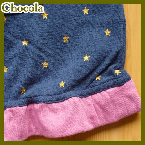 chocola【ショコラ】ガーゼ素材切替フリルワンピース【ネイビー】5302680cmー130cm/2016AW新作【ベビーキッズ子供服ナチュラルお祝い誕生】