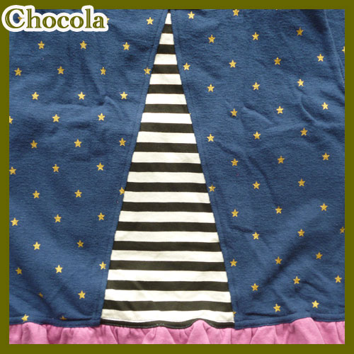 chocola【ショコラ】ガーゼ素材切替フリルワンピース【ネイビー】5302680cmー130cm/2016AW新作【ベビーキッズ子供服ナチュラルお祝い誕生】