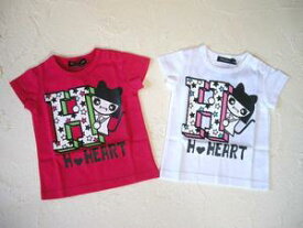 【SALE】50％OFFHungry Heart　【ハングリーハート】46885キャットガールHロゴTシャツ t/mini　【レッド】【シロ】【キッズ 子供服 ナチュラル かわいい アウトレット お出かけ ギフト プレゼント】【8000円以上送料無料】