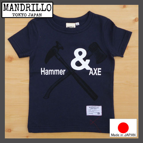 【メール便送料無料】MANDRILLO【マンドリル】Hammer&AXETシャツネイビー【チャコール】92016032016新作【ベビーキッズ動物アニマルお揃い】【8000円以上送料無料】02P26Mar16