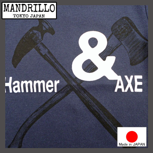 【メール便送料無料】MANDRILLO【マンドリル】Hammer&AXETシャツネイビー【チャコール】92016032016新作【ベビーキッズ動物アニマルお揃い】【8000円以上送料無料】02P26Mar16