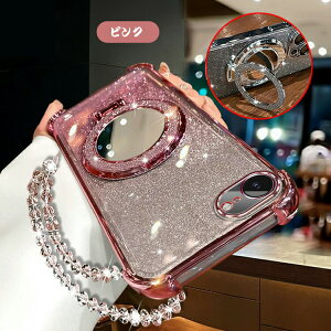 iPhone16e ケース レンズカバー付き カバー ストラップ付き クリア 透明 TPU ソフトケース ミラー付き 分離型スマホリング付き スタンド機能 ストラップ穴 きらきら かわいい 可愛い グリッター