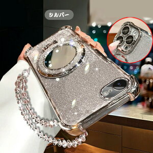 iPhone16e ケース レンズカバー付き カバー ストラップ付き クリア 透明 TPU ソフトケース ミラー付き 分離型スマホリング付き スタンド機能 ストラップ穴 きらきら かわいい 可愛い グリッター