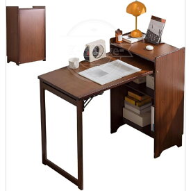 折りたたみデスク ワーク机 パソコン 折りたたみテーブル コンパクトデスク 折りたたみワゴン 作業台 リビング学習 学習机 勉強机 ラック付き たっぷり収納 コンパクト 天然竹製 幅100X奥行50X高さ85CM