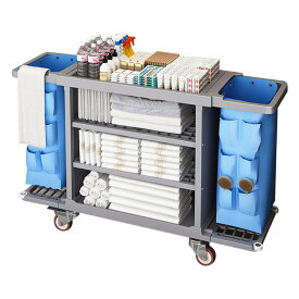 ホテルリネンカート クリーニングカート 清掃用 大容量 多目的クリーニングトロリー 大容量収納布袋付き 清掃 耐久性 移動便利 キャスター付き 大規模ホテル 台車 学校 病院 工場 業務用 グレー