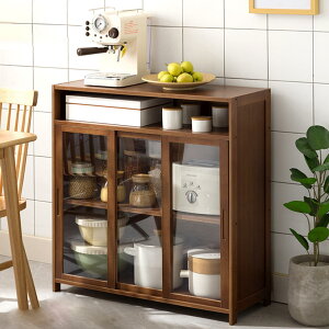 キャビネット 食器棚 キッチン収納 食器収納 一人暮らし ミニ 食器棚 大容量 扉付 安定 防塵 防湿 防虫 サイドボード 竹製 調味料入れ 鍋 お箸 食器 電気製品 炊飯器置き棚 台所収納 キッチン