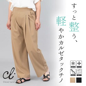 【20％OFF！】ワイドパンツ チノパン レディース ボトムス オフィス カジュアル 春夏 ストレッチ 接触冷感 防しわ ストレスフリー ウエストゴム スボン 日本製 M L LL【CM11W20】