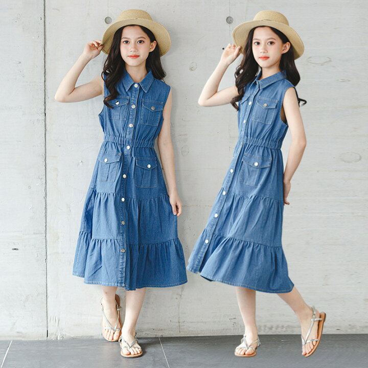 楽天市場】キッズ ワンピース 夏 デニムワンピース 100％綿 子供服  