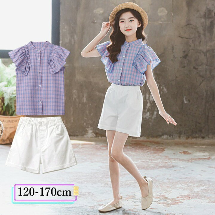 楽天市場】キッズ セットアップ 女の子 夏服 半袖 デニムパンツ 子供服 