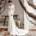 ウエディングドレス 長袖 二次会 マーメイドライン 海外挙式 前撮り 後撮り 花嫁二次会 大きいサイズ 結婚式 ブライダル 披露宴 パーティードレス ロングドレス エンパイア トレーン