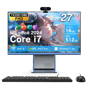 [VETESA���K�̔��X]�f�X�N�g�b�v�p�\�R�� PC ��̌^ �V�i Windows11 27�^ Core i7 ��4���� Office�t�� ������16GB SSD512GB �����ݒ�� �z���C�g �u���b�N