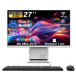 [VETESA���K�̔��X]�f�X�N�g�b�v�p�\�R�� PC ��̌^ �V�i Windows11 27�^ Core i7 ��4���� Office�t�� ������16GB SSD512GB �����ݒ�� �z���C�g �u���b�N