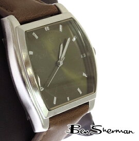 ベンシャーマン Ben Sherman ラウンド グリーン フェイス 腕時計 メンズ モッズ ファッション Round Green Face Leather Belt Watch 本革レザー ベルト 腕 時計 アナログ ウォッチ UK モッズ bs043 ギフト トラッド