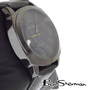 �x���V���[�}�� Ben Sherman �T�[�N�� �K�����^�� �f�B�[�v�u���[ �t�F�C�X �r���v �����Y ���b�Y �t�@�b�V���� Circle Gunmetal Deep Blue Face Leather Belt Watch �{�v���U�[ �x���g �r ���v �A�i���O �E�H�b