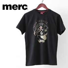 メルクロンドン メンズ Tシャツ Merc London ヘルメット グラフィック ブラック モッズファッション ギフト トラッド