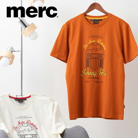 メルクロンドン メンズ Tシャツ オーガニックコットン ジュークボックスプリント Merc London バーントオレンジ バニラ レトロ ギフト トラッド