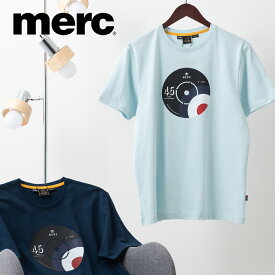 メルクロンドン メンズ プリントTシャツ オーガニックコットン レコードグラフィックプリント Merc London ダークブルー スカイ レトロ ギフト トラッド