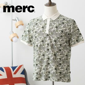 メルクロンドン メンズ ポロシャツ ポロ Merc London ボタニカルプリント オフホワイト モッズファッション ギフト トラッド