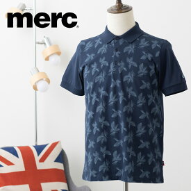 メルクロンドン メンズ ポロシャツ ポロ ボタニカル パームツリー レトロ ネイビー Merc London モッズファッション ギフト トラッド