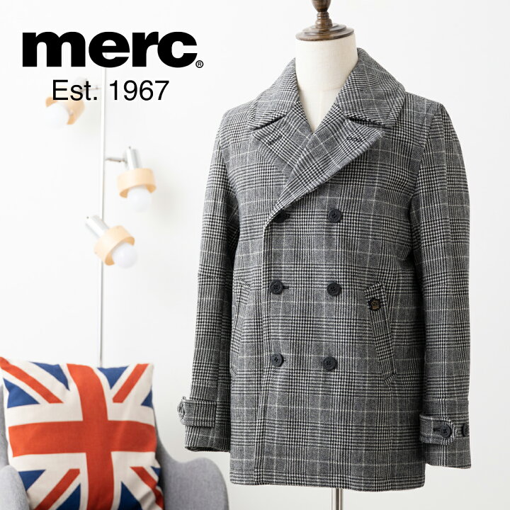 楽天市場】メルクロンドン メンズ ピーコート チェック柄 Merc London 